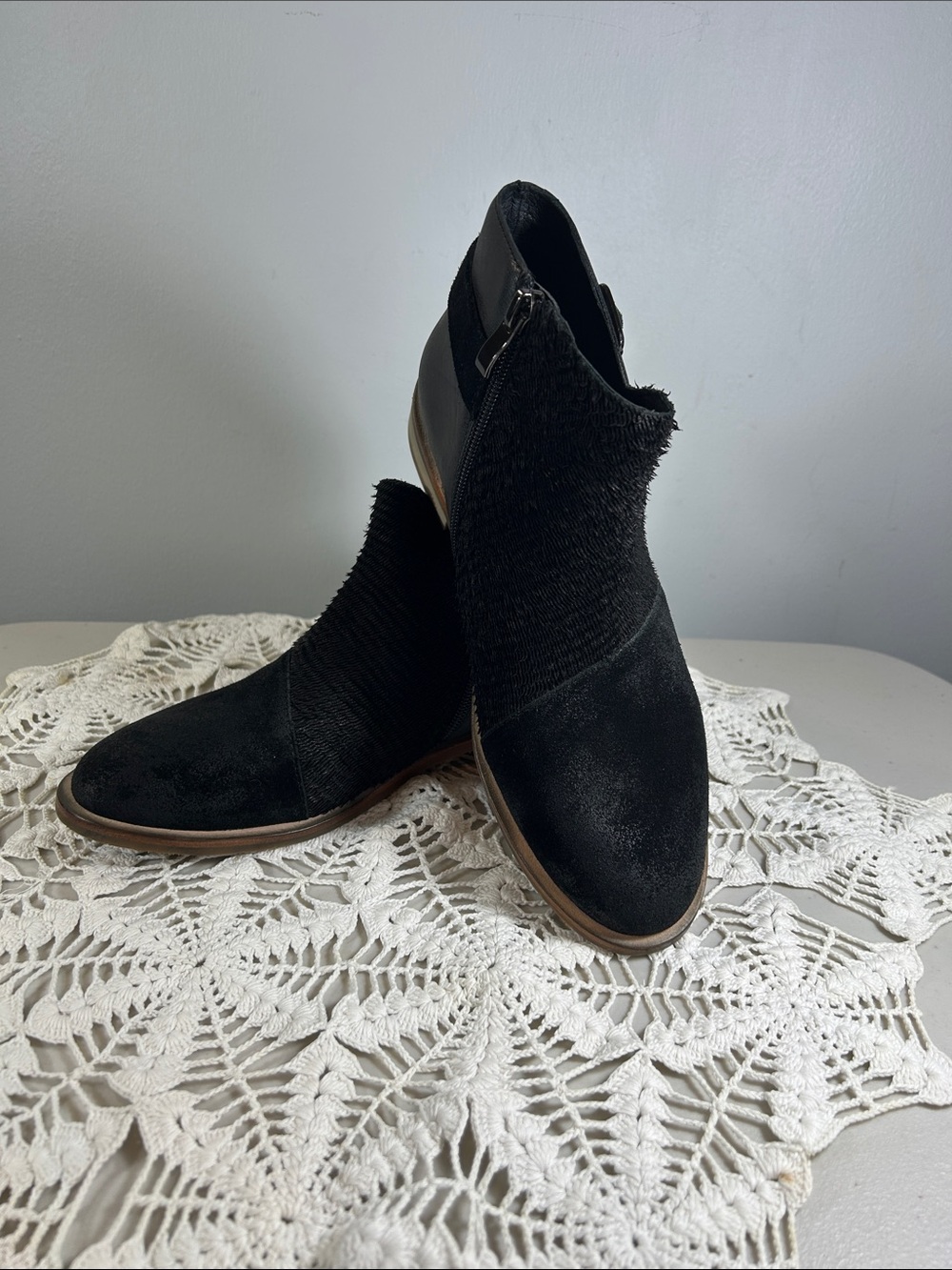 Antelope black suede booties